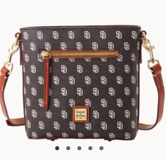 Dooney & Bourke MLB Rockies Small Zip Crossbody Black Leather Colorado Rockies - Picture 2 of 10